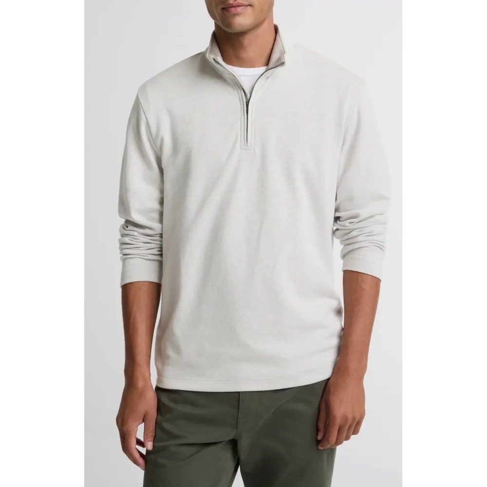 Vince Mens Quarter Zip Pullover Beige 100% Cotton French Terry Size‎ Large
